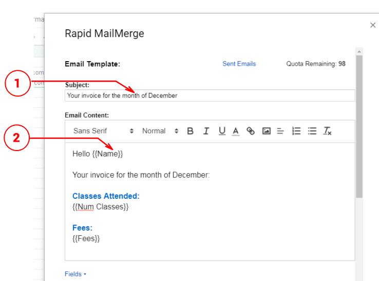 Rapid MailMerge Compose Screen